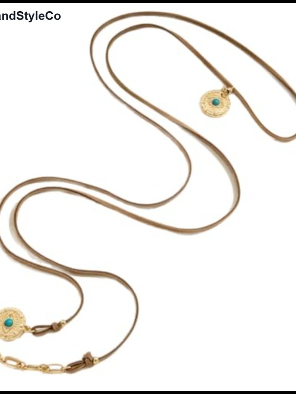 Boho Western Suede Cord Wrap Necklace Turquoise Pendant Lariat Adjustable